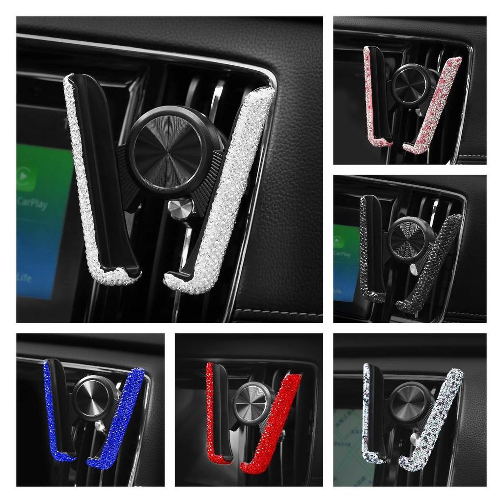 Rhinestone Car Phone Holder: Diamond Air Vent Stand with Full Sparkle