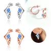 Popular Blue CZ Irregular Geometric Stud Earrings for Women Fashion Zircon Party Gift