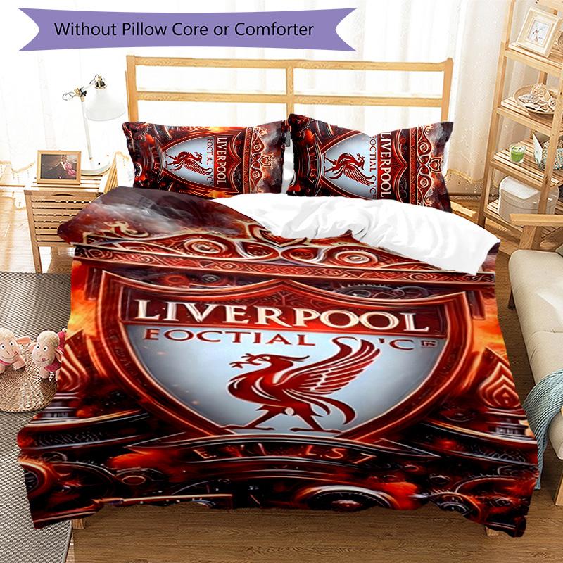 3 pièces L-Liverpool (6) Ensemble de housses de couette - Literie imprimée HD avec 1 housse et 2 taies d'oreiller - Parfait pour la décoration de la maison et des dortoirs