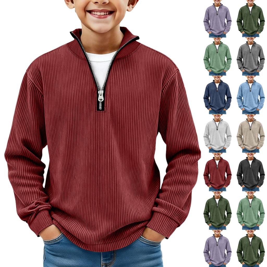 Kids Sweatshirt Boys Long Sleeve Shirts Soild Casual Pullover Shirt Outdoor Fall Clothes For Teen Boy
