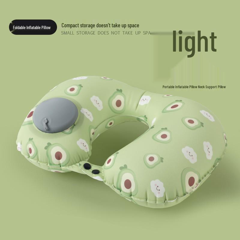 Compact Inflatable U-Shape Travel Pillow Neck Support - Press to Inflate, Portable & Storable TPU Airplane Pillow