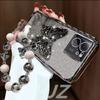 3D Butterfly Phone Holder Bead bracelet Glitter Case for Xiaomi 14T 13T 11T 12T 13 Lite POCO F6 F5 F3 M3 Redmi Note 13 Pro Cover