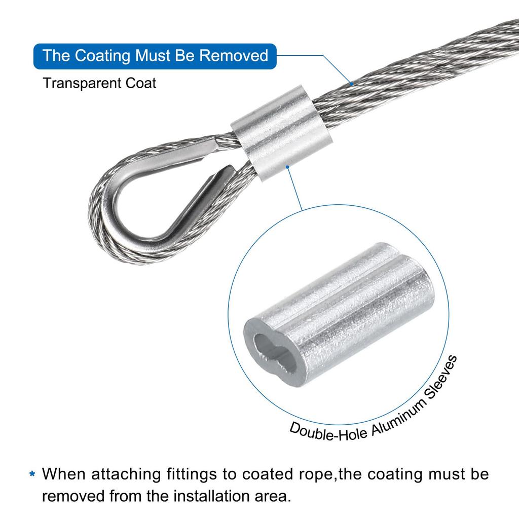 uxcell 230 stop (70 metrů) Ocelové lanko 304 Nerezové lanko 3/64"(1 mm) Potaženo vinylem