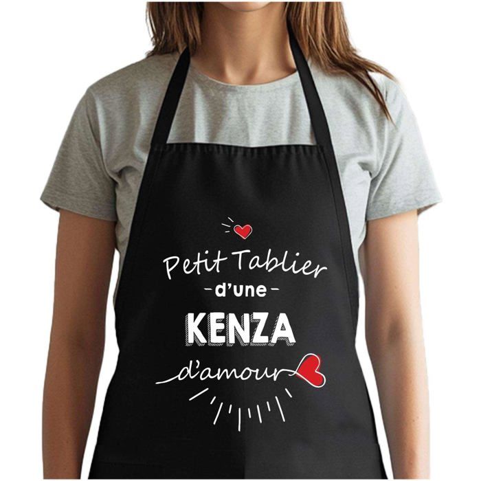Tablier de cuisine - Kenza d'amour - Noir - Coton résistant - Impression bretonne