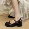 Dámské Retro Mary Jane Boty na masivním podpatku s mašlí Japonský JK styl Pásek Jednoduchý design Letní boty