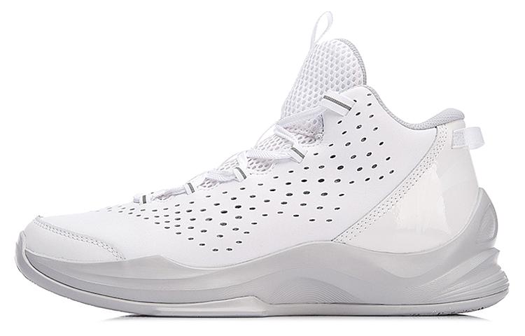 Li Ning Cushioning Rebound Cushioning Rebound Mid top Basketball Shoes Unisex White Gray ABPN007-2 45