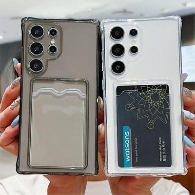 Luxury Card Bag Wallet Ity Clear Case for Samsung Galaxy S21 S22 S23 S24 Fe Plus S25 Ultra Silicone Shockproof Cover