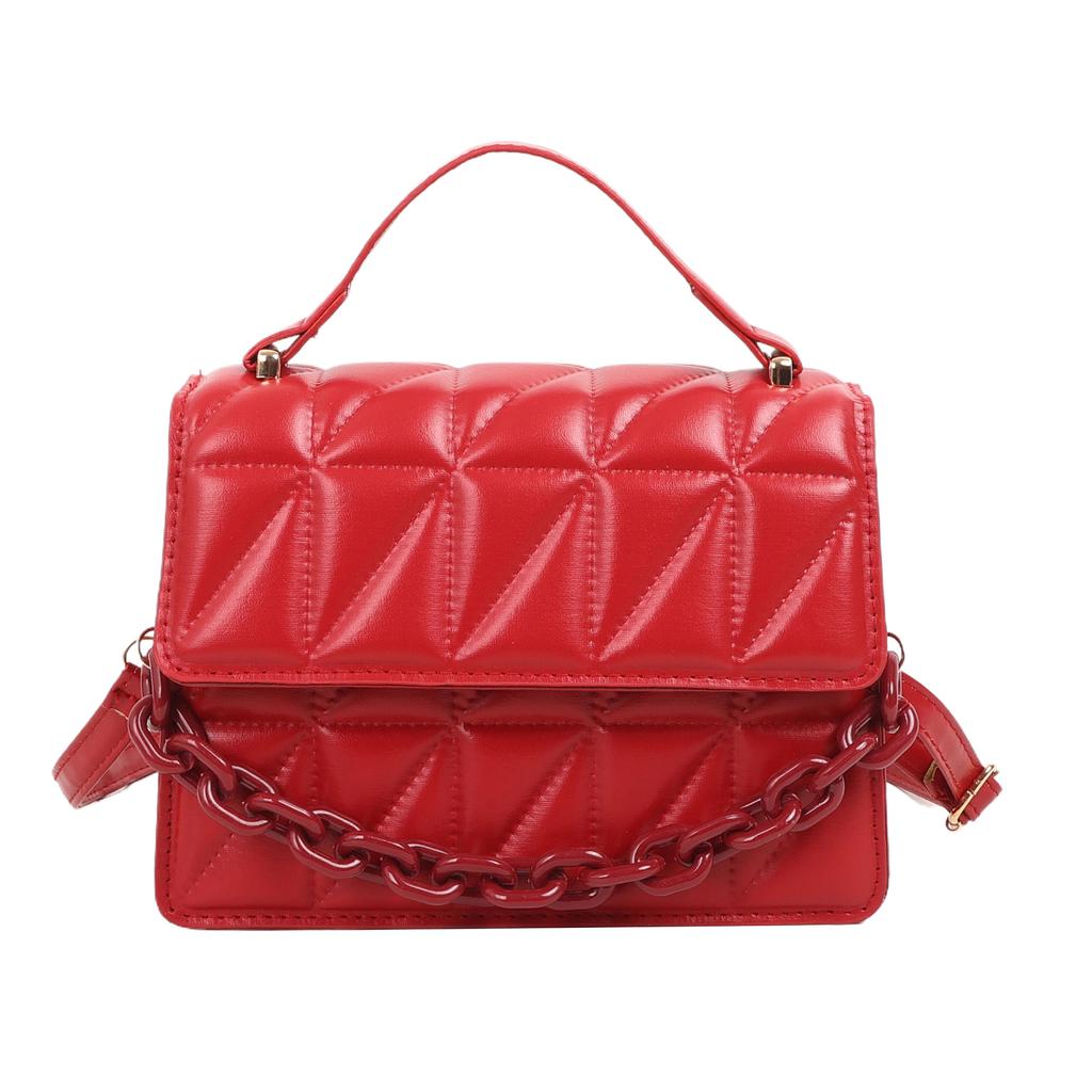 Solid color texture small bag women's autumn 2025 new trendy fashion portable small square bag simple diamond shoulder messenger bag