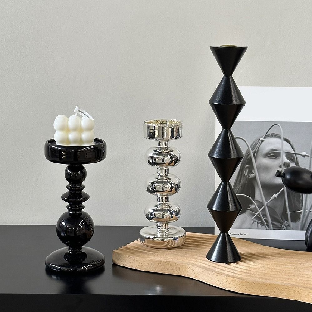 European Style Glass Candle Holders Elegant Romantic Tea Light Rack Unique Creative Minimalist Candlestick