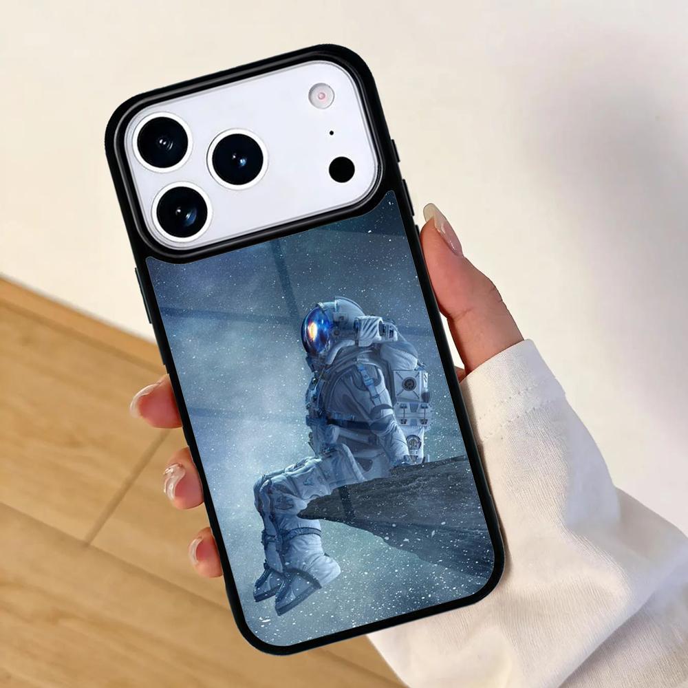 Starry Space Moon Astronaut Aesthetic Phone Case For Apple iPhone 17 Air 16 Pro Max 15 Pro Max 14 13 12 11 Mini Back Cover