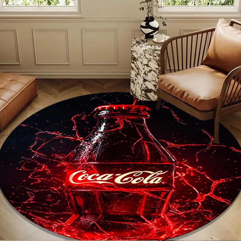 Coca-Cola Artwork Design Runde Matte Heimdekoration, Stuhlmatte Für Wohnzimmer, Schlafzimmer, Fußmatte Heimdekoration Geburtstagsgeschenk Weihnachtsgeschenke