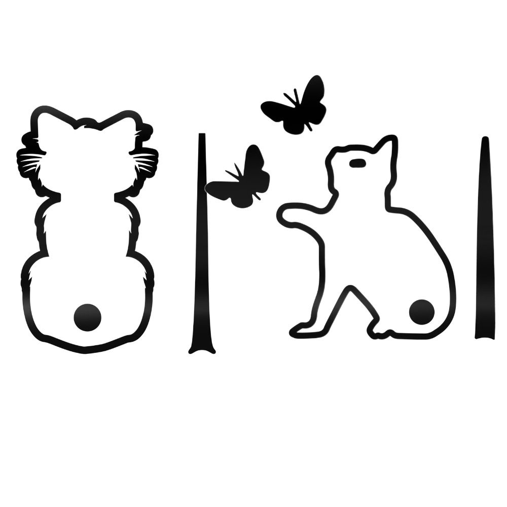 

2 шт. в форме кошки, кошка, бабочка, движущийся хвост, развевающаяся наклейка, синие, белые наклейки на лобовое стекло для автомобиля, грузовика