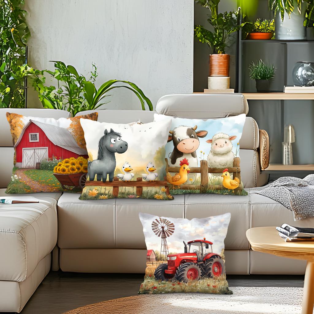 Farm Animal Barn Cushion Pillowcase Printed Polyester 45X45Cm Throw Pillowcover Decorative Sofa Cushion Pillowslip Home Decor