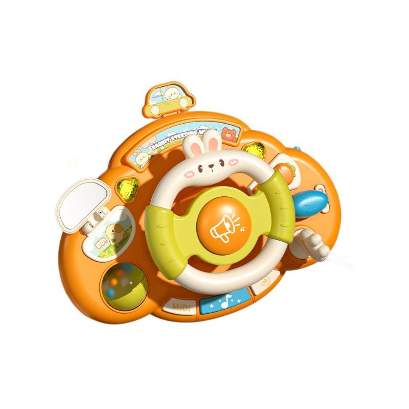 Baby Electric Steering Wheel Toy, Cartoon Bunny Design, Fun Driving Simulation, Perfect for Early Learning