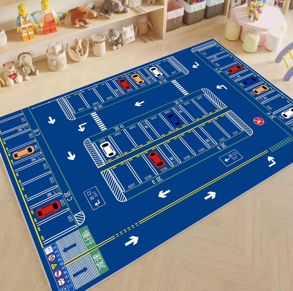 Road Traffic System Carpet Living Room Children's Bedroom Decoration Floor Rugs Cartoon Road Play Mat Soft Tatami Mats Non-slip