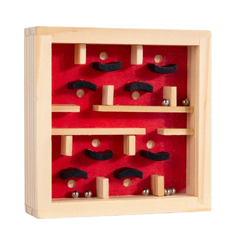 Children Wooden Labyrinths Puzzle Toy With Marble Balance Game For Problem Solving Development And Hand Eye Coordination