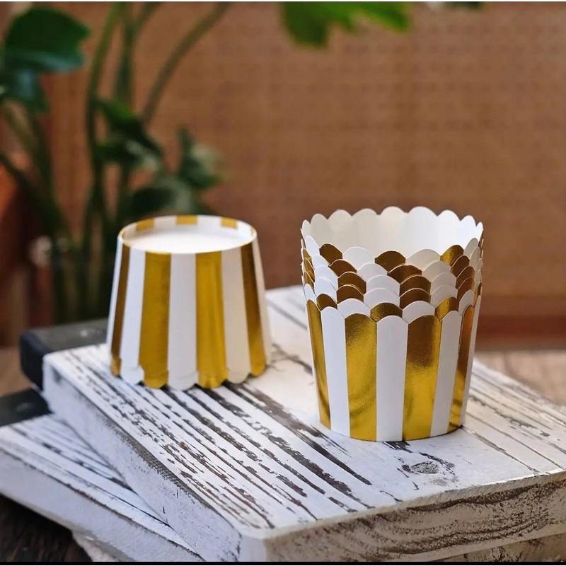 

Паперові формочки для мафінів, кексів, золотисто-рожеві в горошок, формочки для випікання, обгортки для кексів для весільної вечірки, піднос для кексів, піротіні для мафінів