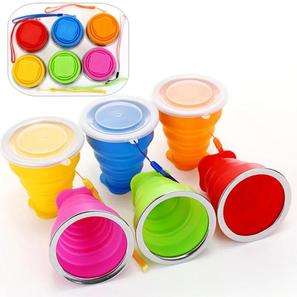 Outdoor Portable Silicone Folding Water Cup, Multifunctional Telescopic Water Cup, Candy Silicone Mouthwash Folding Cup