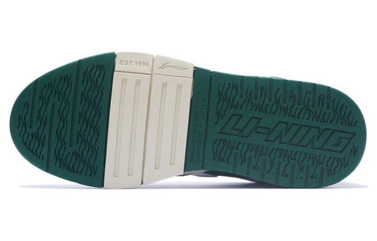 Li Ning Wave Pro Synthetic Leather Abrasion Resistant Breathable Low top Skateboard Shoes Women's White Green AECS092-1