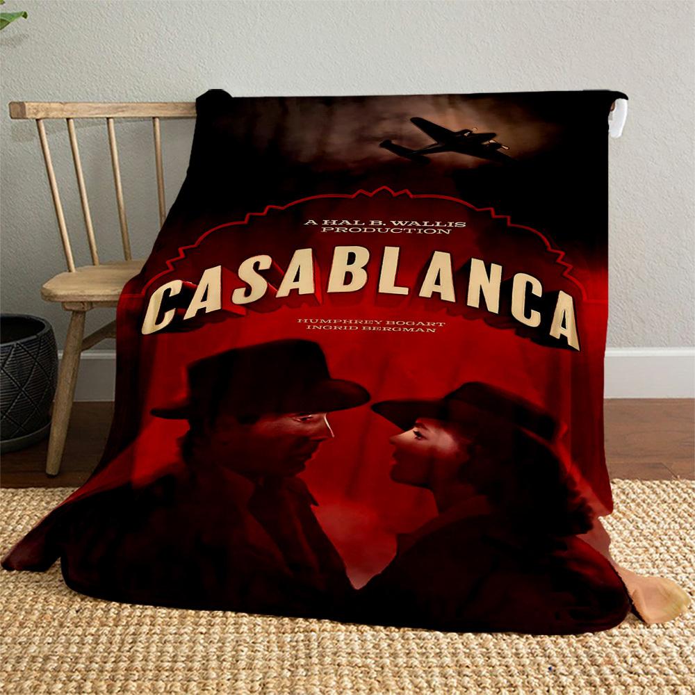 1pc Casablanca Outdoor Flannel Blanket Soft Plush Decor for Picnics, camping,Bedroom, Playroom, or Lunch Break, Perfect Gift