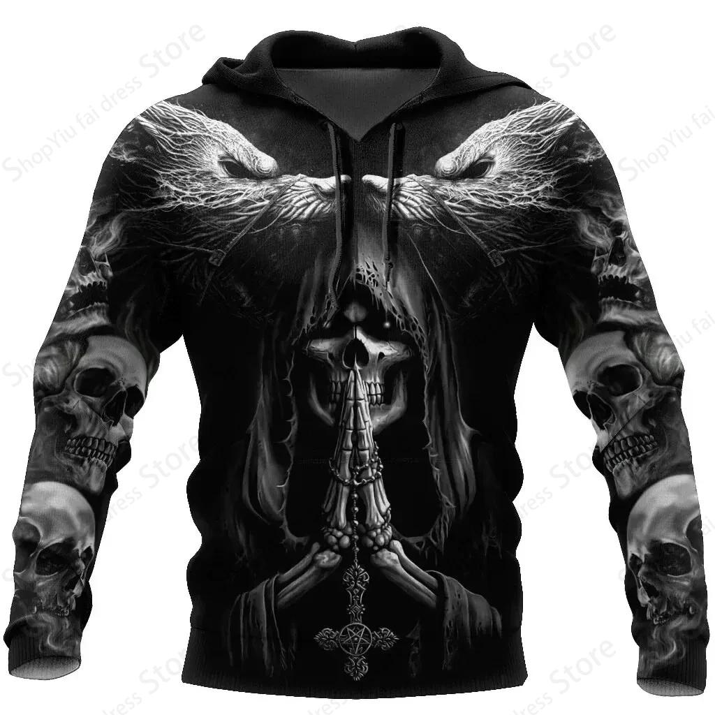 Hanorace Bărbați Goth Craniu Imprimate 3D Modă Holloween Schelete Punk Treninguri Streetwear Pulover Oversize Toamnă și Primăvară Fierbinte