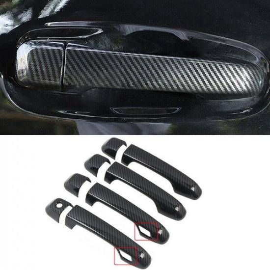 Carbon Fiber Door Handle Cover 8pcs Key holes Trim For Toyota 4Runner 2010-