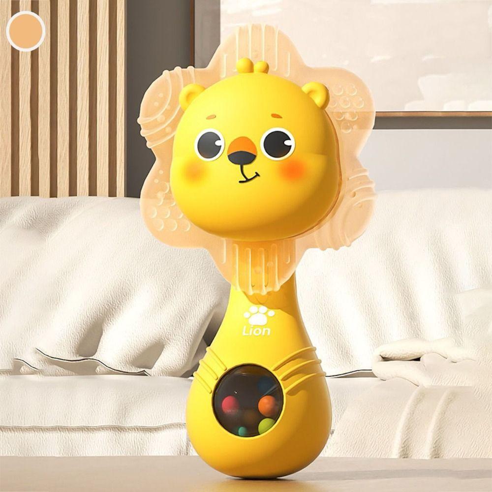 Interactive Music Teether Rattle Toy Chewable Hand Cranked Bell Toys  Birthday Gifts