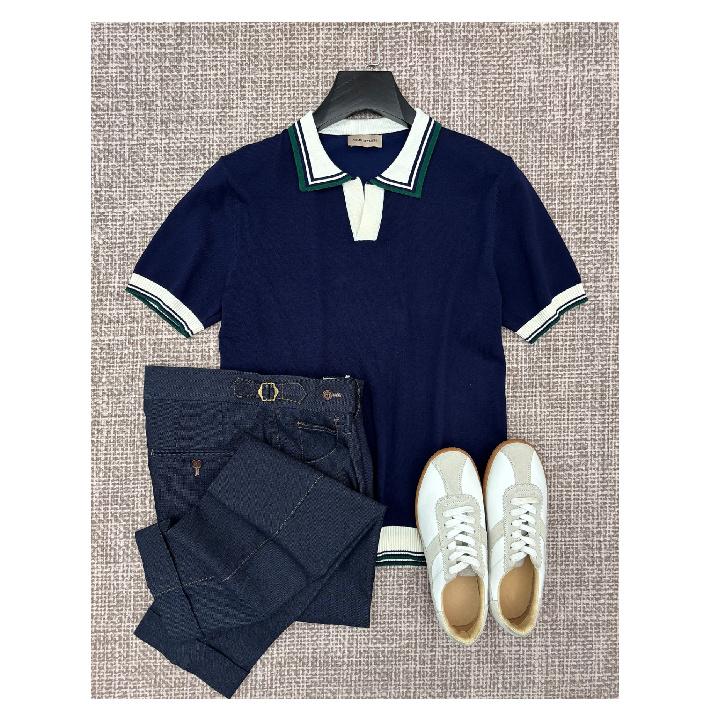 

Летняя тонкая трикотажная приталенная роскошная футболка-поло с цветными блоками для мужчин, с коротким рукавом, в стиле business casual, стильная, с отложным воротником 3XL сапфир синий