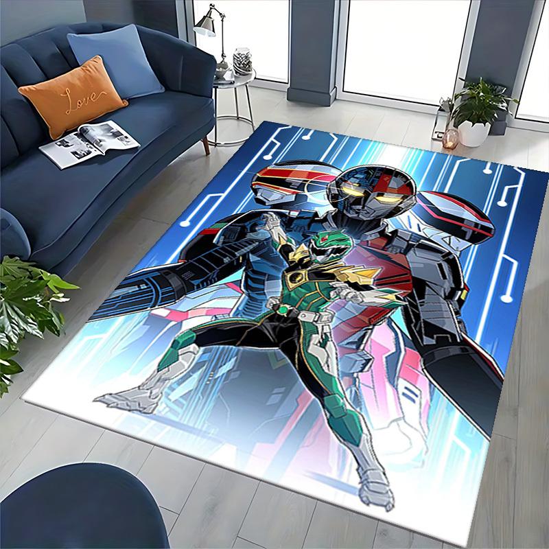 1 Stück Power Rangers Dino Charge Anime Cartoon Design Bürostuhlmatte Rutschfeste Teppich für Heimdekoration, Geeignet für Büro, Wohnzimmer, Schlafzimmer, Spielzimmer