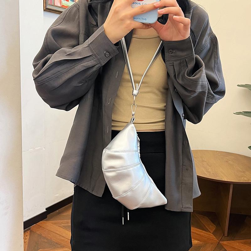 Stylish Black White Silver Pu Soft Dumpling Bag For Casual Everyday Use With Phone Pocket