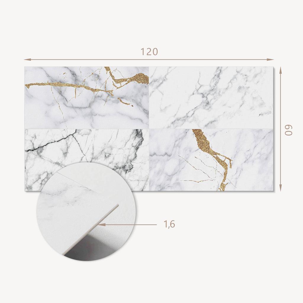 Self-adhesive Vinyl Panel with Print for Bathroom 120x60 cm Marble Patterns with Veins