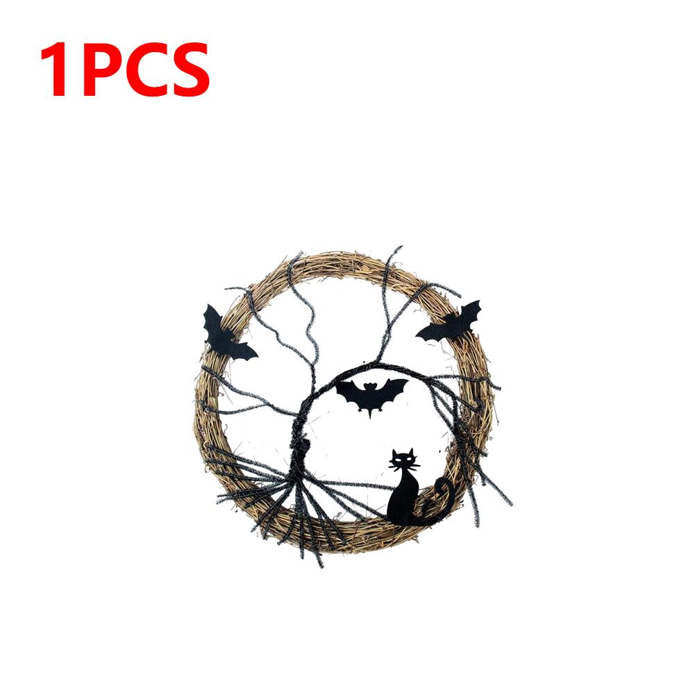 

1/2X Black Halloween Wreath Artificial Branches Door Garland Wreath Halloween Decorations Scary Home Indoor Outdoor Party Decor