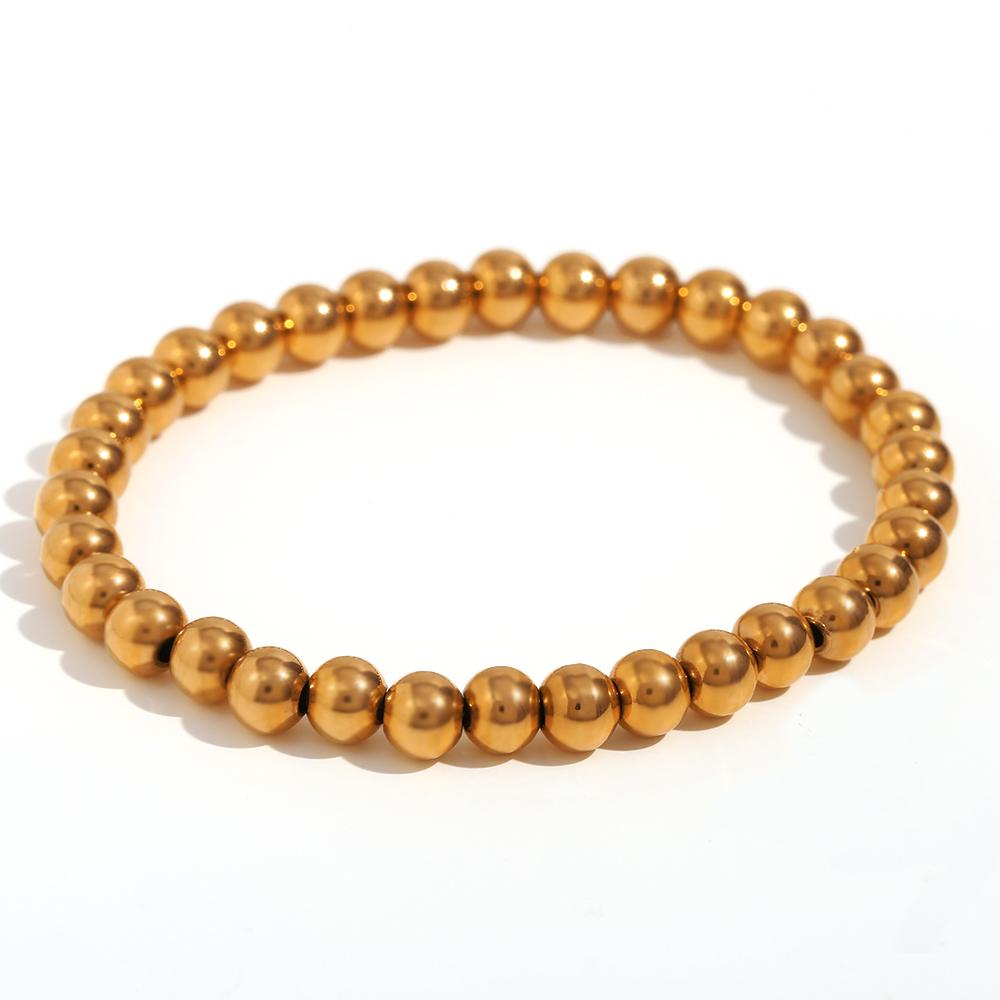 MamacitaSlay Pulsera Elástica de Cuentas de Acero Inoxidable 316L Chapada en Oro de 18 Quilates Pulsera Impermeable para la Muñeca Joyería de Alta Calidad Pulsera Regalos