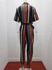 2025 Women's Casual Printed Jumpsuit with Lapel and Waist Belt