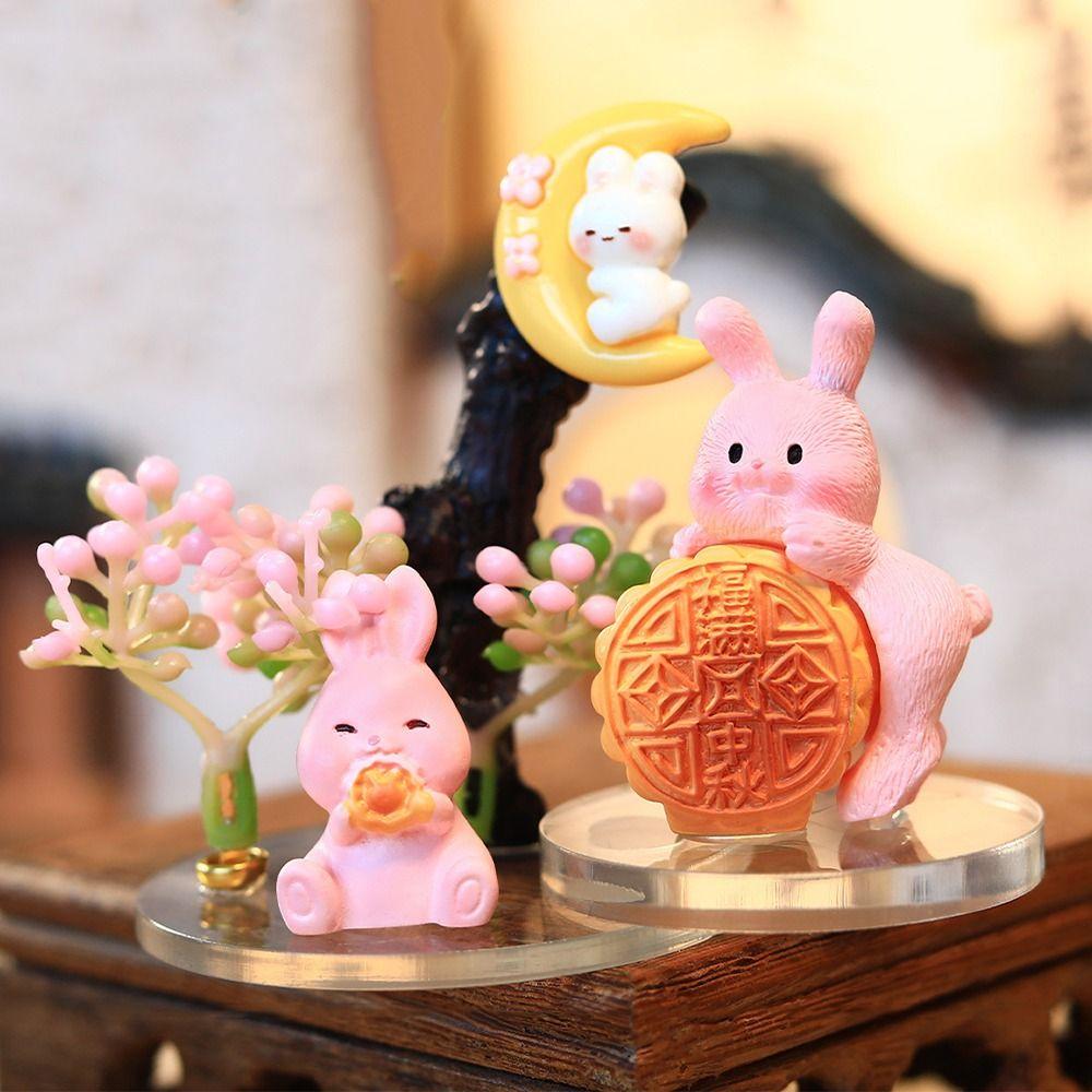 Creatieve Cartoon Konijn Beeldjes Prachtig Mini Konijn Bureau Ornament Mid-herfst Festival