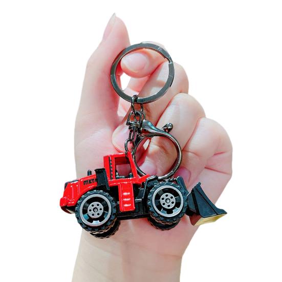 Mini Engineering Cars Charm Keychain Pull Back Cartoon Toy Car Keychain Pendant Anti-Detachable Hook Decompression Tool
