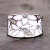 CAOSHI Aesthetic Enamel Flower Finger Rings for Women Inlaid Dazzling Crystal Cubic Zirconia Cocktail Party Statement Jewelry