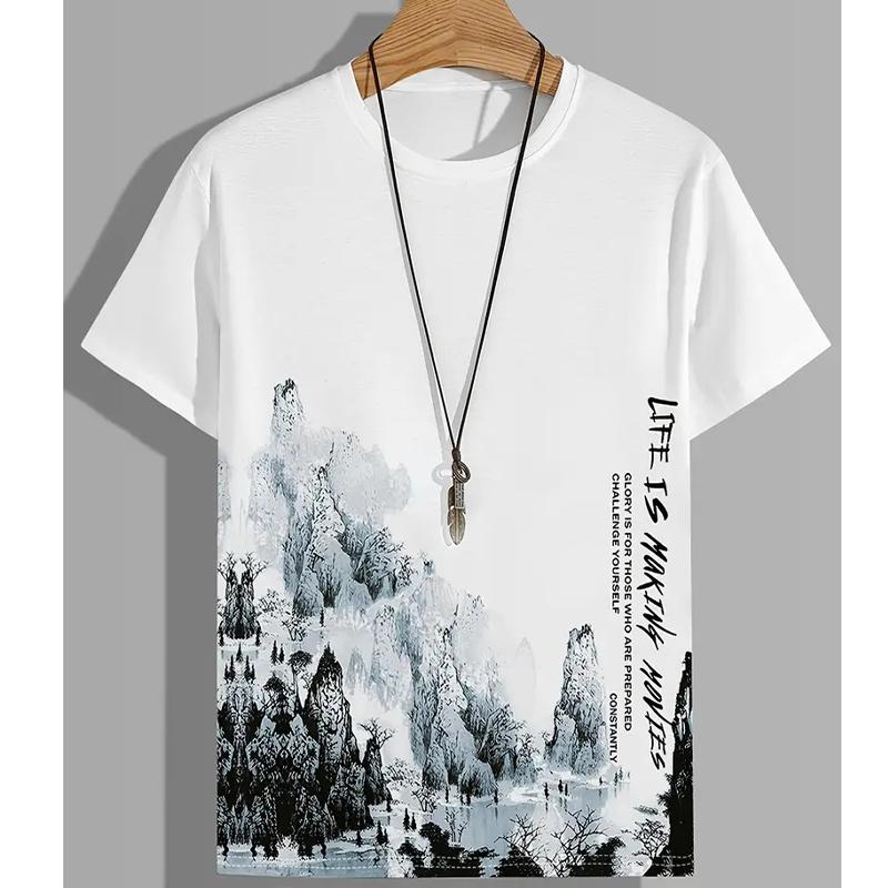 New Summer Men's Fashion T-shirt Personality Motorcycle Printed Men's T-shirt Top