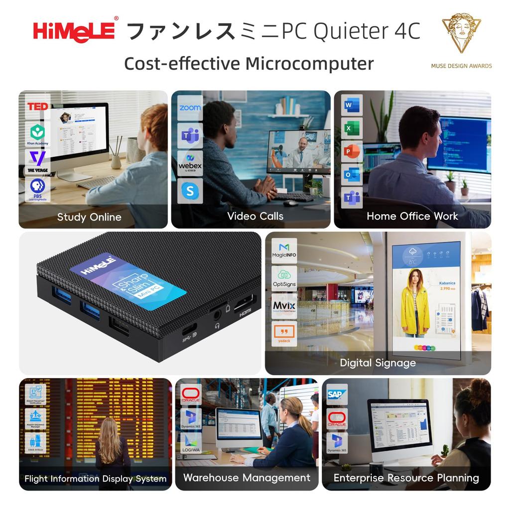 HiMeLE Mini PC Quieter 4C 12th Gen Fanless 16GB 512GB Windows 11 4K Triple Display Desktop - N150, PC, Memory, Storage, Pro, 2.4G/5G Wi-Fi,