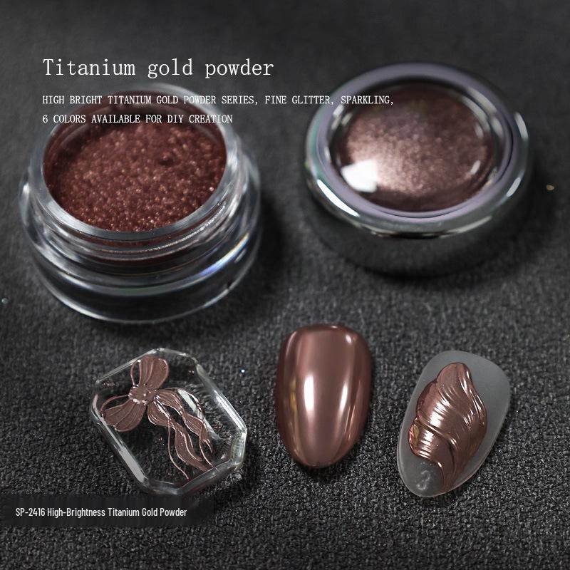 High-Gloss Titanium Gold Mirror Nail Art Powder - Ocean Star Glitter