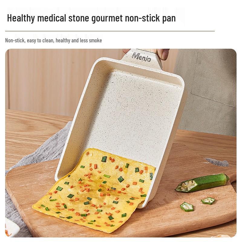 Mingjue Non-stick Japanese Atsuyaki Tamagoyaki Square Frying Pan with Maifan Stone for Eggs