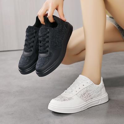 Damskie białe trampki jesienne sznurowane grube dno codzienne płaskie antypoślizgowe buty sportowe do chodzenia na zewnątrz buty deskorolkowe Sapatos Femininos