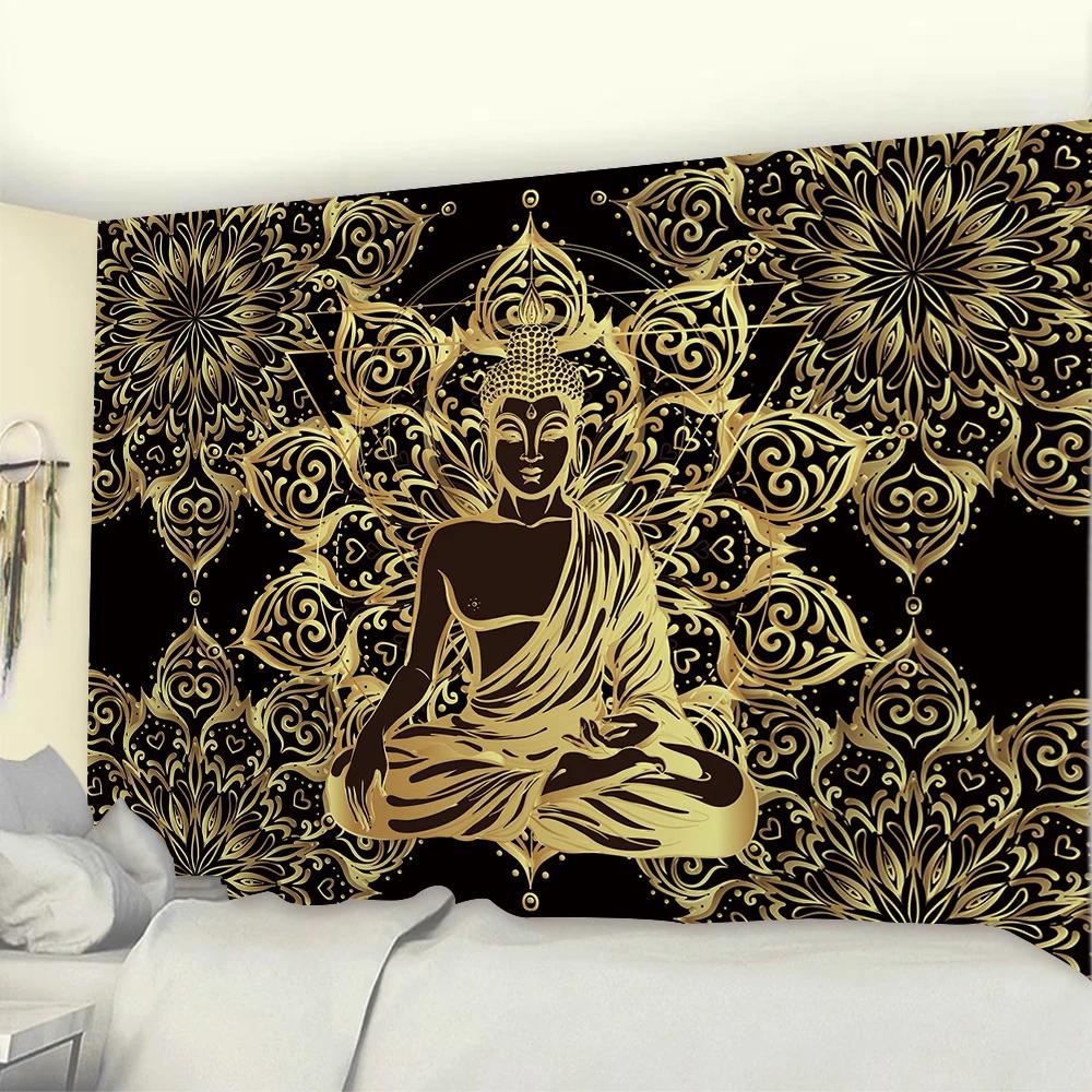 Tapiserie cu statuie lui Buddha, cuvertură de pat, agățată pe perete, covoraș de plajă boem, fete de masă, decor pentru dormitor