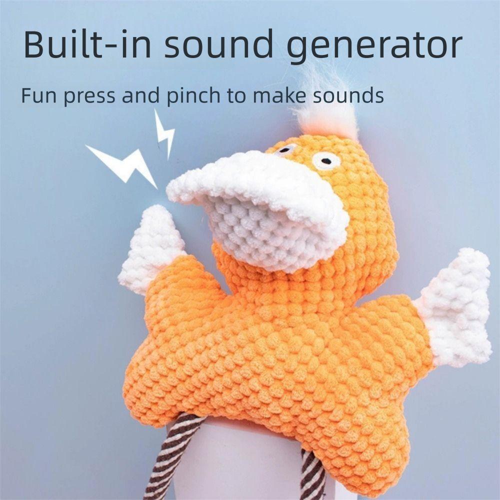 Bite-Proof Squeaky Plush Dog Toys Interactive Cartoon Duck/Frog Shape Dog Chewing Rope Toy Fun Sound Cleaning Teeth
