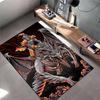 Fire Dragon and Knight Battle Design Carpet, Black and Red Theme Suitable for use as an anti-slip for living room bedroom sofas