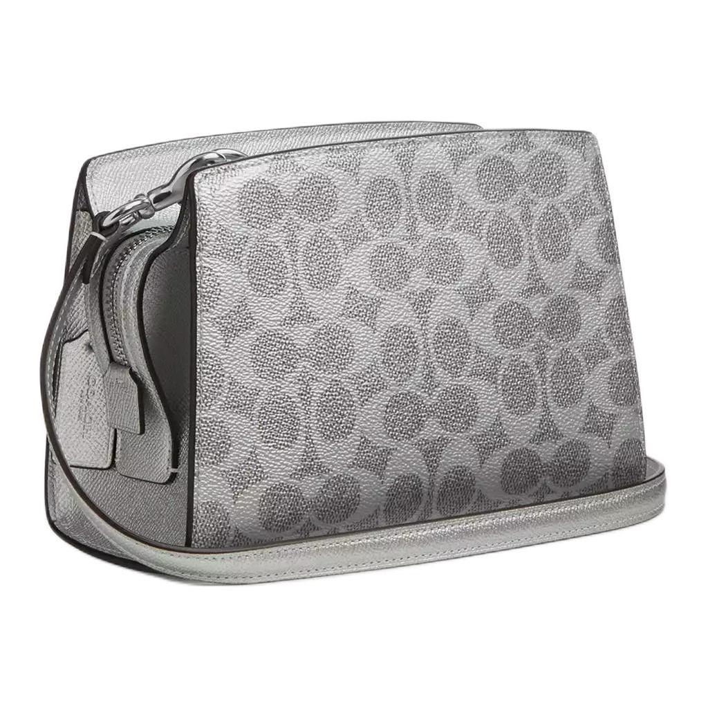 Coach 20 Metallic Crosshatch Coated Canvas Crossbody Bag Small Women Bags Silver CCK70-SVYGP