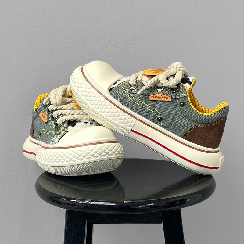 Canvas Women's Shoes Spring and Autumn Versatile Breathable Thick Soles Heightening Casual Board Shoes Big Head Shoes Couple Shoes