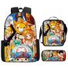 One Piece One Piece Backpack Primary And Secondary School Schoolbag Voyager King Backpack Cartoon Schoolbag Three-Piece Set