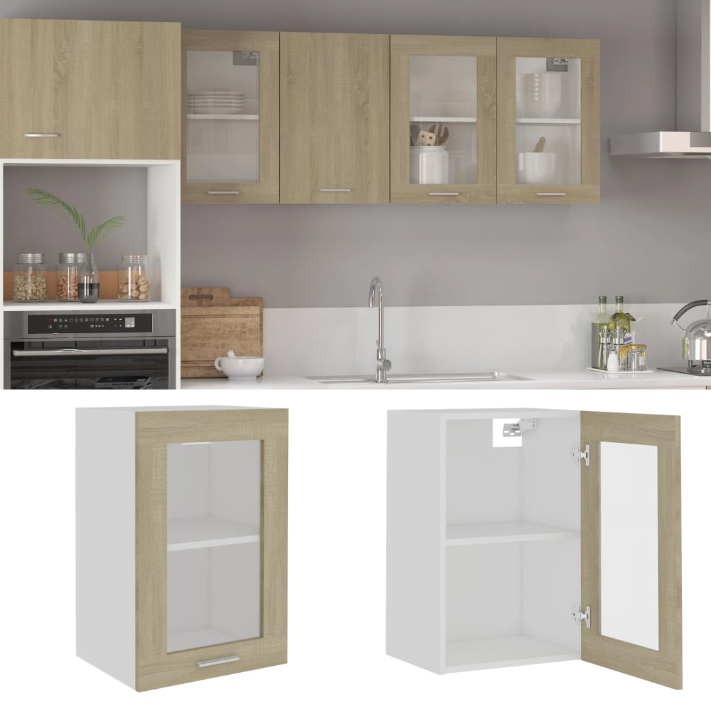 vidaXL Hängeglasschrank Lyon Sonoma-Eiche 40x31x60 cm Holzwerkstoff