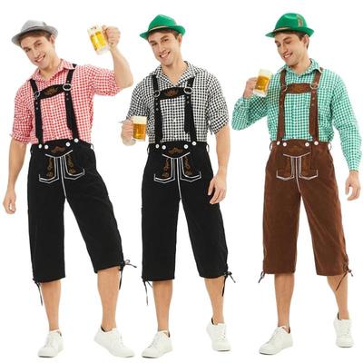 Men's German Oktoberfest Costume Adult Stage Cosplay Dungarees Set